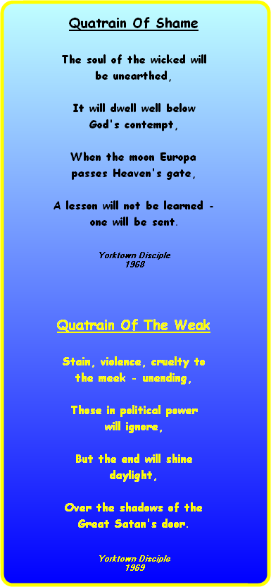 More Yorktown Disciple Quatrains